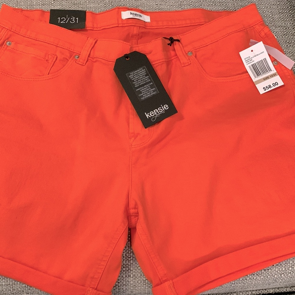 NWT coral/orange size 12 shorts with stretch and  a 5 inch inseam